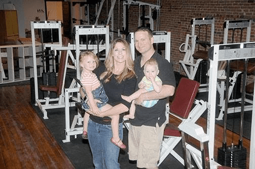 Sara and her family at the Aurora Fitness Center