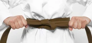 Image of a brown BJJ belt rank representing RhinoFit's Brazilian Jiu Jitsu Belt Ranking System