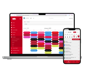 Image of RhinoFit's Gym Calendar displaying all different types of fitness classes