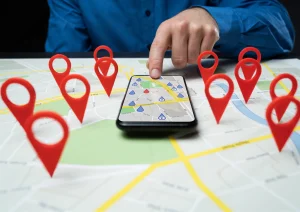 Image of a man choosing a location for his gym on Google maps