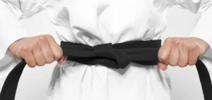 Image of a black Taekwondo belt representing one of the Taekwondo belt levels and ranking system