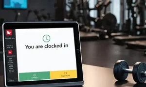 Image of sign-in kiosk with fitness club software management