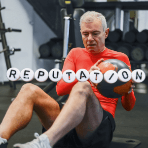 Image of a member working out in a gym, improving the gym's gym reputation