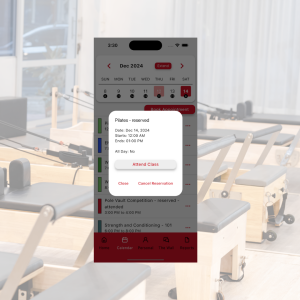 Image of a pilates class schedule that comes with our stress-free software
