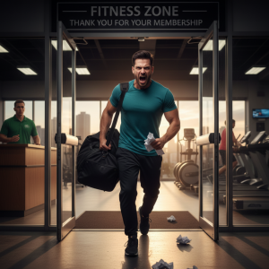 Image of gym members quit walking out mad of the gym