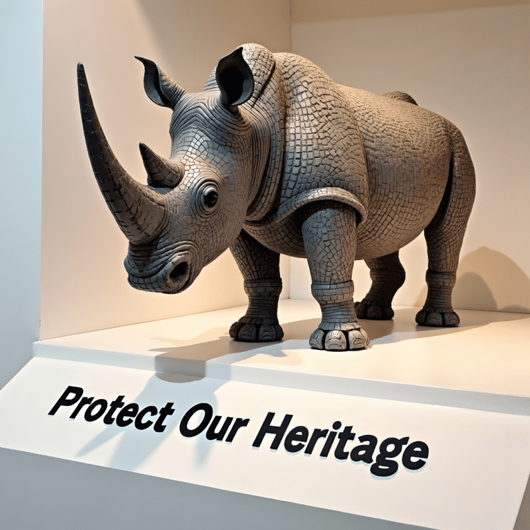 Image of rhino saying protect our heritage on world rhino day 2025