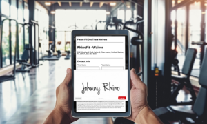 Image of signing electronic waiver within the 2026 gym management software