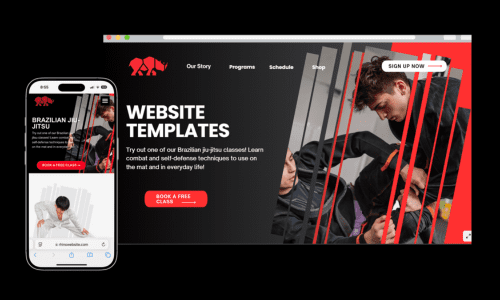 Image of a gym website on multiple devices