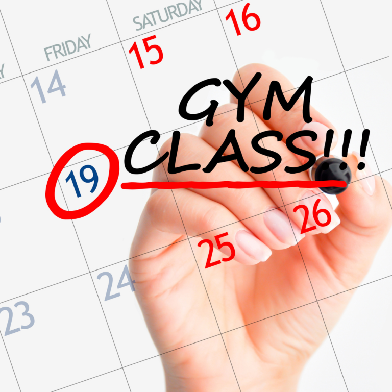 Image of a gym class calendar filled out