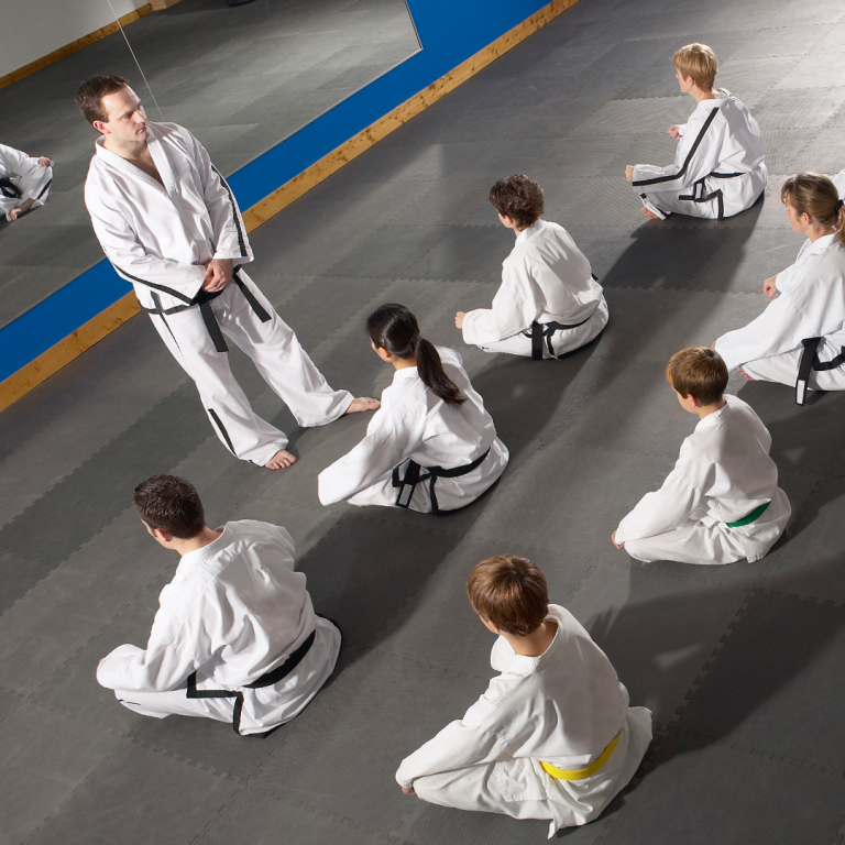 Image of teaching a class using martial arts student management software